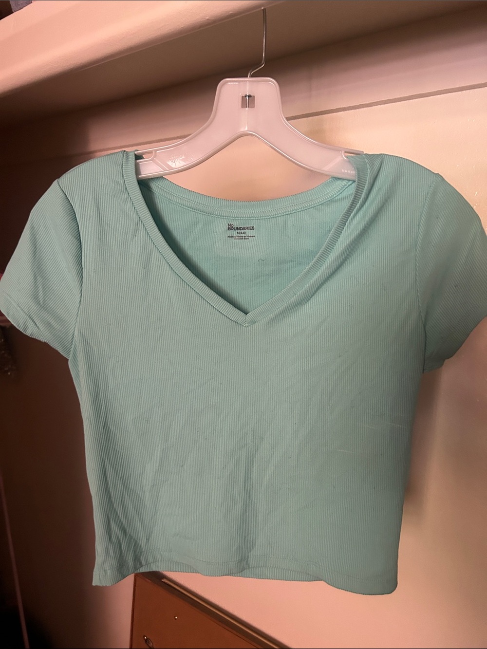 Basic V-Neck Ribbed Crop Top - Mint